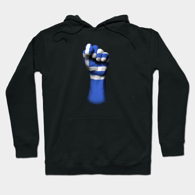 Flag of Greece on a Raised Clenched Fist Hoodie by jeffbartels